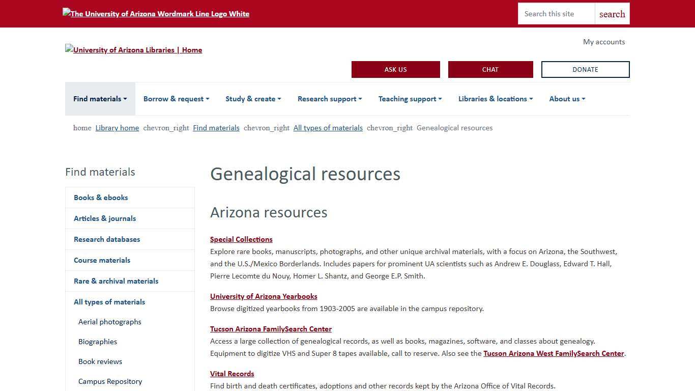 Genealogical resources University of Arizona Libraries